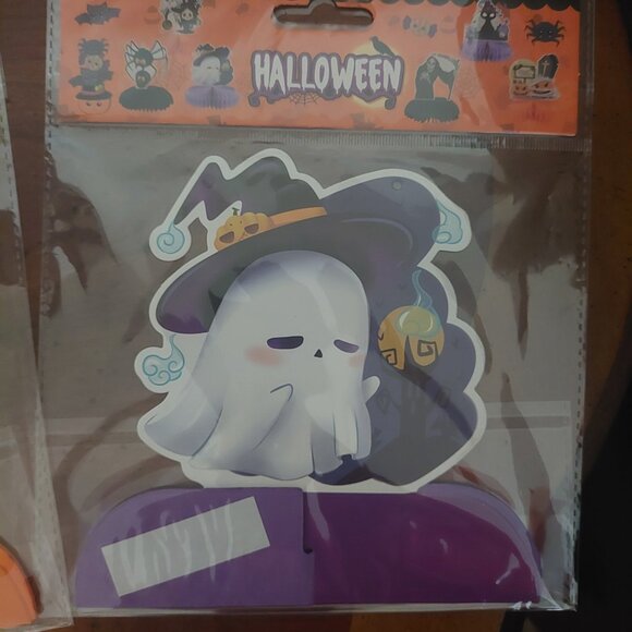 NEW Lot of 5 Mini Halloween Honeycomb Decorations Ghost Pumpkins Grim Reaper Cat - Picture 2 of 6